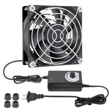 KEYFANCLUB 80mm Small Computer Fan with AC Plug, 110V 120V 220V 240V Fan with Sp picture