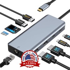 Estación de acoplamiento USB C Hub a HDMI dual con puerto Ethernet de 100 W NEW picture