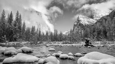Landscape nature trees river snow mountains clouds ice Custom Gaming Mat Desk picture