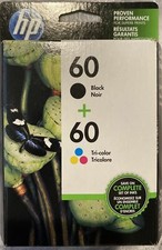 2 Genuine Factory Sealed HP 60 Black & Color Inkjet Cartridges 2021 picture
