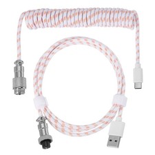 10 ft Coiled Keyboard Cable Type-C to USB Aviation Cable Orange-White picture