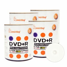 400 Smartbuy 16X DVD+R 4.7GB White Inkjet Hub Blank Printable Recording Disc picture