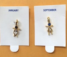 Set of 4 pcs.-Children-Boy or Girl Birthstone Charm Pendant Goldplated Resin picture