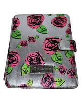 Used Betsey Johnson Silver with Hot Pink Roses Tablet Cover picture