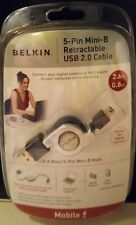 Belkin Retractable 5-Pin Mini-B Hi-Speed USB 2.0 Cable 2.6ft Digital Camera/MP3 picture