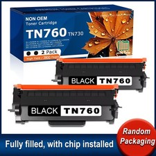 TN760 TN730 Toner Cartridge BK With Chip for MFC-L2690DW MFC-L2710DW 2-Pack picture