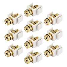 10 Pcs Banana Keystone Jack Audio Speaker Wire Screw Snap In Black Ring White picture