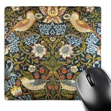 3dRose William Morris Strawberry Thief Pattern - Mouse Pad, 8 By 8 Inches picture