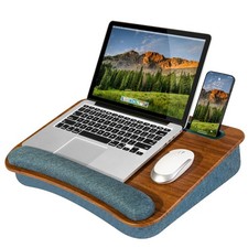 LAPGEAR 17.3-inch Laptop Lap Desk with Pillow, Wrist Rest Storage - Espresso picture