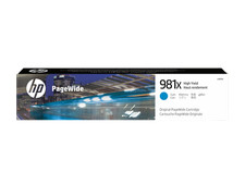 HP 981X High Yield Cyan Original PageWide Cartridge, ~10,000 pages, L0R09A picture