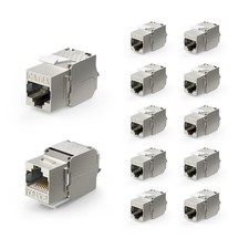 RJ45 Cat6A Shielded Keystone Jacks 12-Pack, 10Gbps Easy Toolless Modular Jack... picture