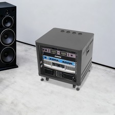 9U Rolling Server Rack With Locking Doors, Cable Management & Wheels - Black picture