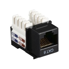 BlackBox CAT6JBK Keystone Jack RJ-45 Black 1x Female Gold Contacts picture