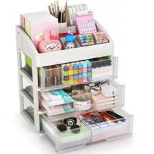 Desk Organizer 4 Layers 3 Drawers Storage Box Plastic YPD3 Desktop Office School picture