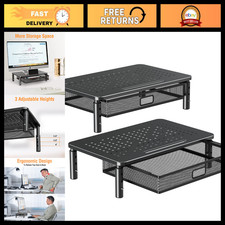 2 Pack Adjustable Monitor Stand Riser with Metal Drawer, 3 Height Options picture