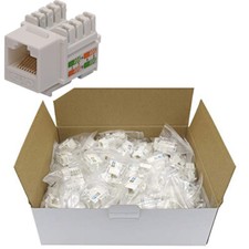 100 Lot CNAweb Cat6 RJ45 Punchdown Keystone Network Jack, 110 Style, White picture