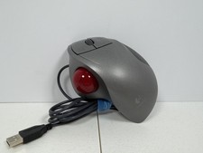 Logitech TrackMan Wheel Mouse USB Optical Trackball Mouse Silver T-BB18 Works picture