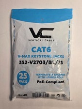 Vertical Cable CAT6 RJ45 PoE Keystone Jack Blue 25-pack No. 352-V2703/BL/25 NEW picture