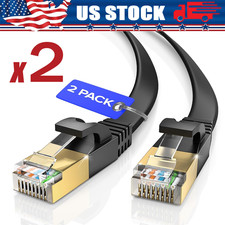 2Pack Cat 8 Ethernet RJ45 Cable Super Speed 40Gbps Patch LAN Network Gold Plated picture