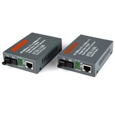 2Pcs Premium 10/100Mbps Ethernet to Fiber Optic Media Converter Singlemode 25Km picture