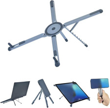 Adjustable Foldable Laptop Stand with Magnetic Phone Holder - Silver Gray picture