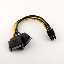 10 x Dual SATA 15 Pin Male to PCI-E 6 Pin Female Video Card Power Adapter Cable1 picture