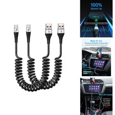 PRAKIE USB C Cable 2Pack 3ft Coiled USB A to Type C Silver picture
