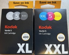 Genuine Kodak Verite Color XXL  (500 Pages) and Black XL (400) Ink Combo No Box picture