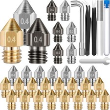 32PCS 3D Printer Nozzle Hardened Steel Stainless Brass W/Tool Cr-10 Ender 3 Pro picture