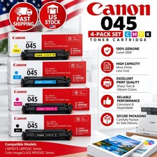 Canon Genuine 045 Toner Cartridge 4 Pack CMYK Black Cyan Magenta Yellow picture