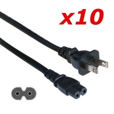10 Pack - 3ft Two Prong AC Power Cord Cable NEMA 1-15P C7 for Laptop PS3 PS4 DVR picture