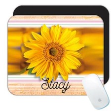 Gift Mousepad : Sunflower Personalized Name Flower Floral Yellow Decor picture