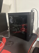 Pc, Gaming Chair, Desk, 2 Monitors, Keyboard, Mouse, And Mic picture