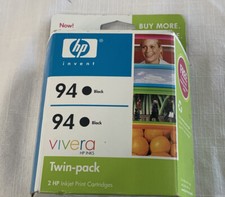Twin-Pak 2 New Genuine HP 94 Black Ink Cartridges 2008 Sealed Carton picture