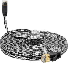 Cat 7 Ethernet Cable 100 ft, High Speed Flat Nylon Braided Internet picture