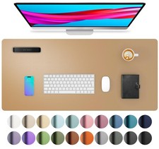 Faux Leather Desk Mat for Keyboard & (Khaki, 31.5