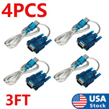 4Pcs 9 Pin Cable PDA 3FT Translucent USB 2.0 To DB9 RS232 Serial Converte picture