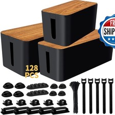 YUANYE 128PCS 3Pack Cable Management Box Kit for Power Strip Hide Wires Black picture