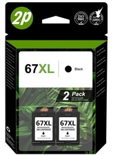 2pcs 67XL Black Ink Cartridges Replacement for HP 67 XL Black picture