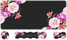Mouse Pad Set, Peony Flower Desk Mat for Keyboard and Mouse picture