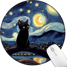 Black Cat Mouse Pad for Desk, Starry Night Small Cute  picture