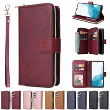 Luxury Zipper Leather Card Wallet Cover Case For S25 S24 S23 S22 S21 S20 S10 S9 picture