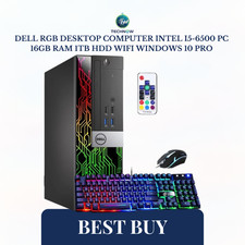 Dell RGB Desktop Computer Intel i5-6500 PC 16GB Ram 1TB HDD WiFi Windows 10 pro picture