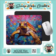 Mouse Pad Sea Turtle Pop Art Colorful Anti Slip Back Easy Clean Hand Sublimated picture