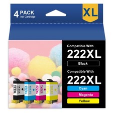 4 Pack T222 XL 222XL Replacement Ink Cartridges for WF-2960 XP-5200 Printer picture