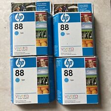 x4 New Oem Factory HP 88 Cyan Ink Set Sealed Box Lot Four Genuine C9386a picture
