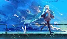 Landscape vocaloid hatsune miku blue hair fan art clouds Custom Gaming Mat Desk picture