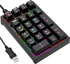 Number Pad, Mechanical USB Wired Numeric Keypad with RGB LED Backlit 21 Key Nump picture