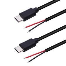 USB C 2 Pin Power Pigtail Cable 20AWG 5V USB Type C Male Plug to 2 Pin Bare Wire picture