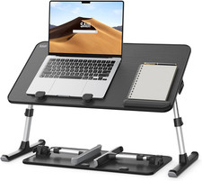 Height and Angle Adjustable Laptop Stand for Bed, Foldable Portable Desk for picture